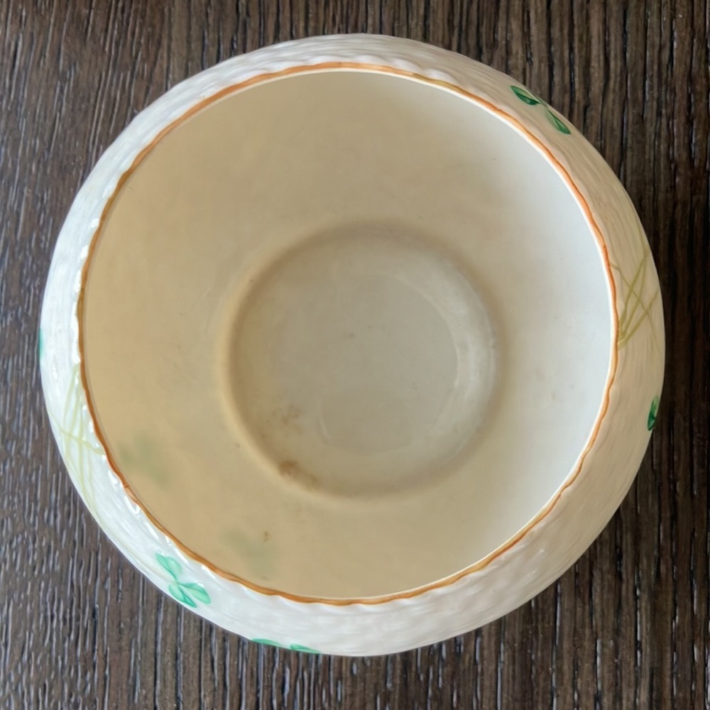 Belleek vintage sugar and cream set shamrock basket weave creamer - Picture 2 of 7